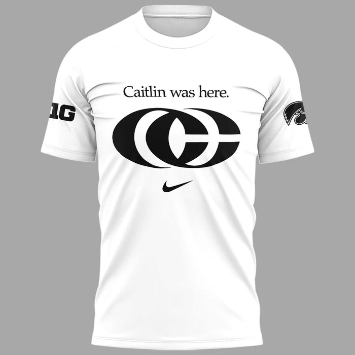Caitlin Was Here - Caitlin Clark Signature Nike Swoosh Logo T-shirts V5 (White)