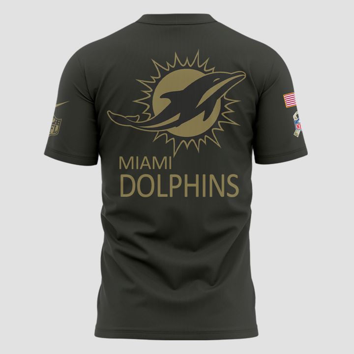 Miami Dolphins Salute to Service Sideline 2025 Tshirt Custom Name