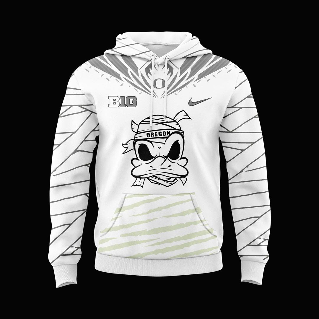 Oregon Ducks Mummy Mode White Combo Hoodie