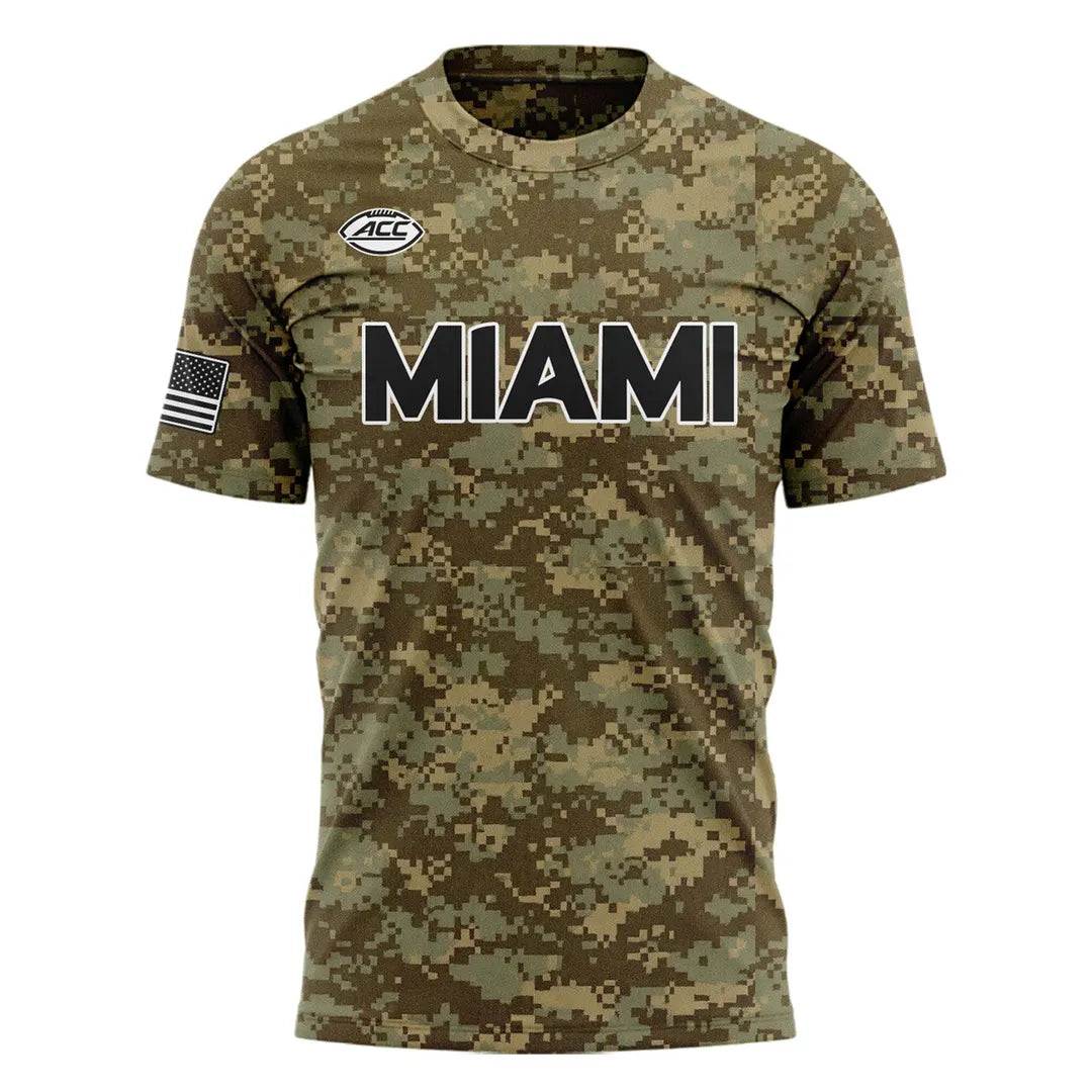 Miami Hurricanes Football Military Appreciation Limited Edition Camo T-shirt