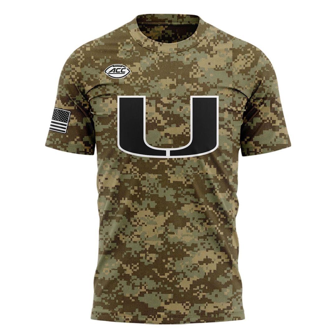 Miami Hurricanes Football Military Appreciation Limited Edition Camo T-shirt