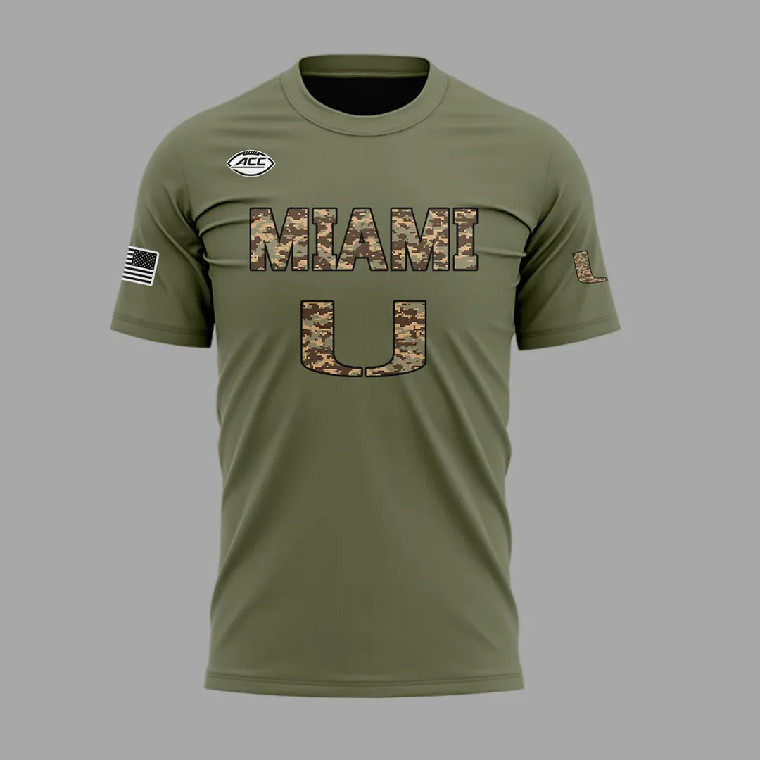 Miami Hurricanes Football Military Appreciation Limited Edition Camo T-shirt