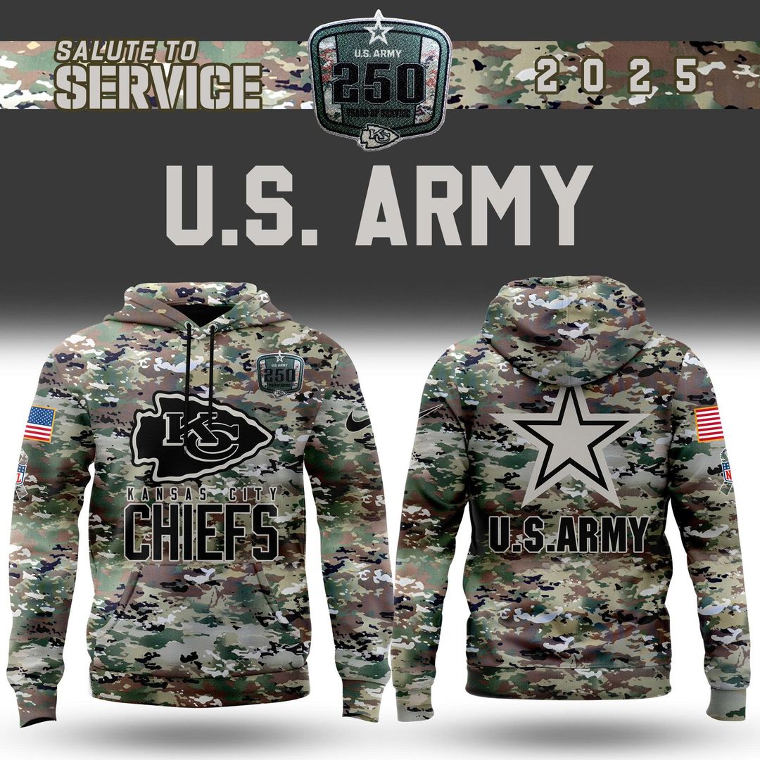 Kansas City Chiefs 2025 NFL Salute to Service Army 250 Limited Edition Hoodie