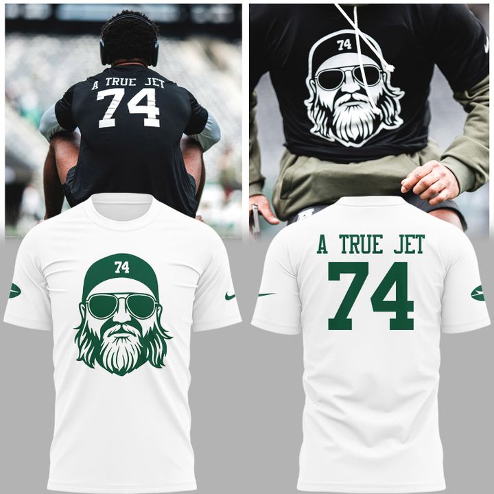 "74" A True Jet Nick Mangold Limited Edition White T-Shirt