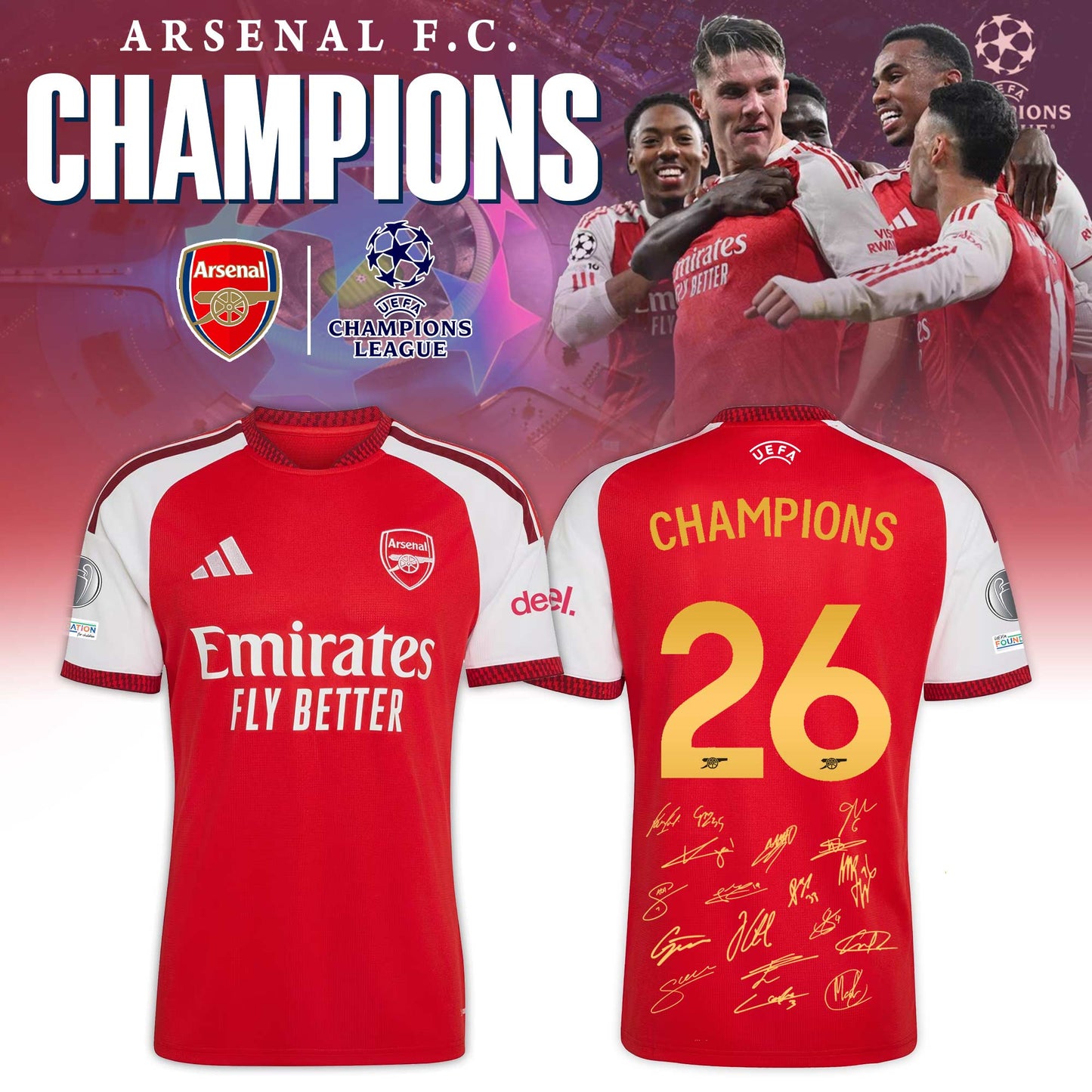 Arsenal FC Champions of Europe 2026 Special Edition Jersey
