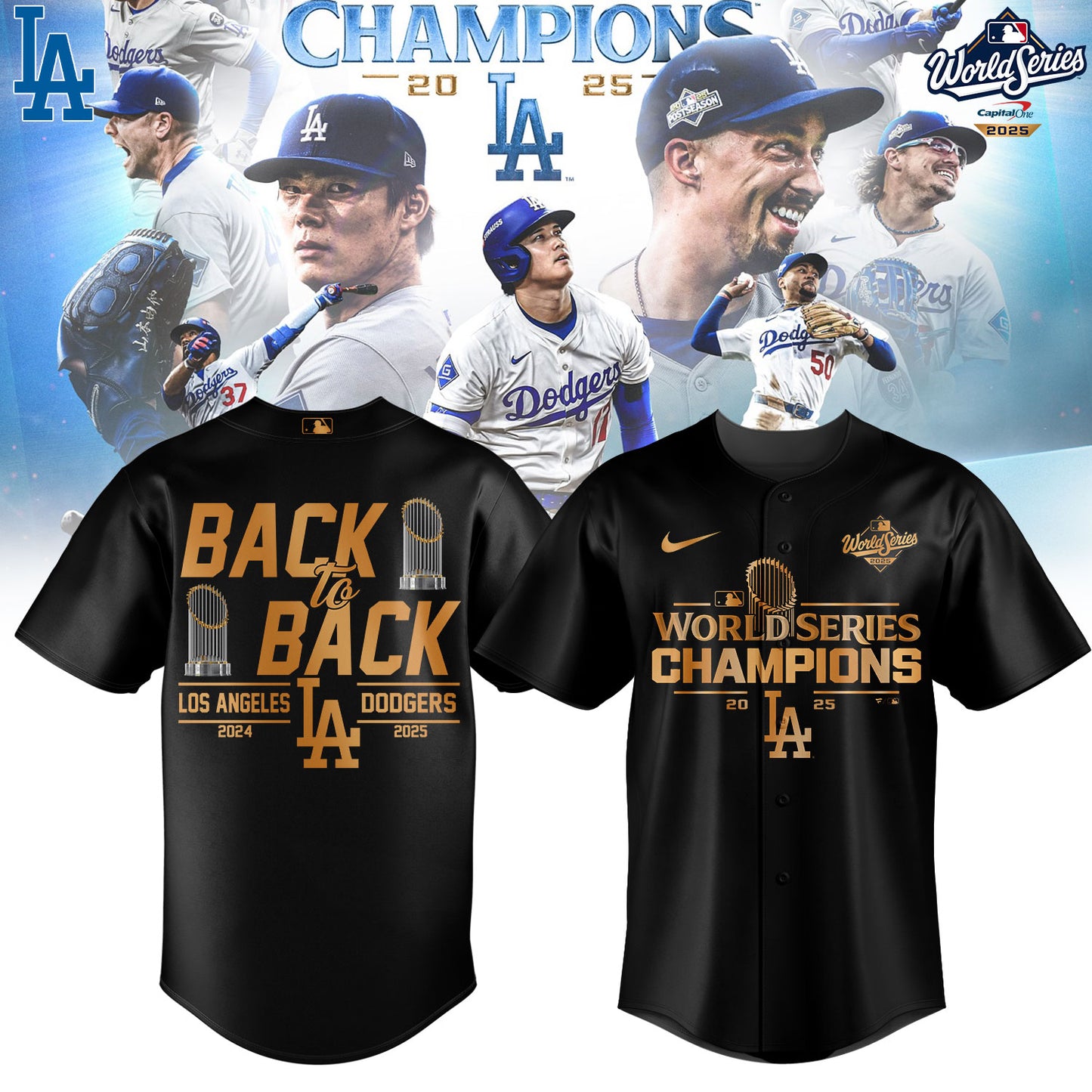 LA Dodgers 2025 World Series Champions Limited Edition Combo Jersey