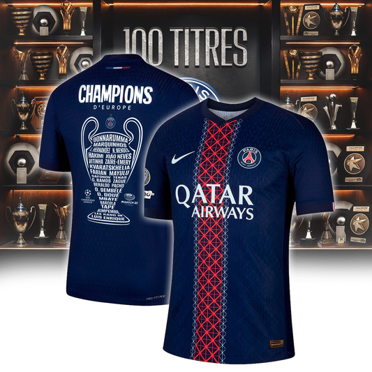 PSG Home Match Shirt 2025-26 with Champions of Europe and UEFA Foundation 10 Years Badge