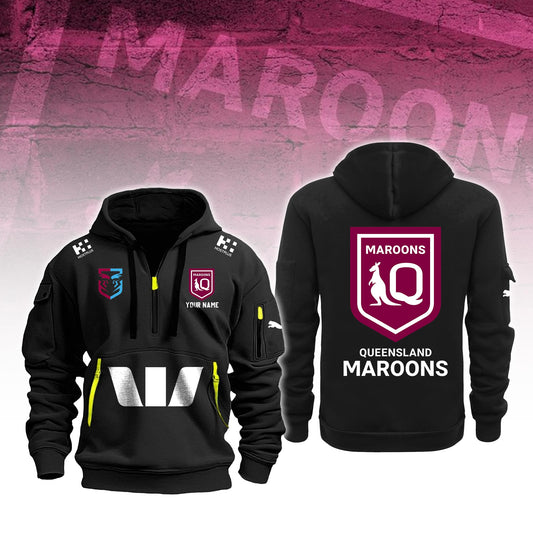 Queensland Maroons Personalized New Half Zip Hoodie