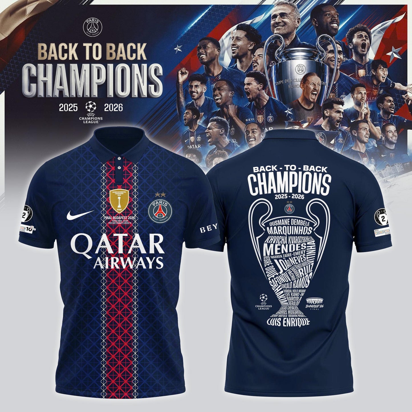 Paris Saint-Germain 2026 Champions League Winners Special Edition Polo