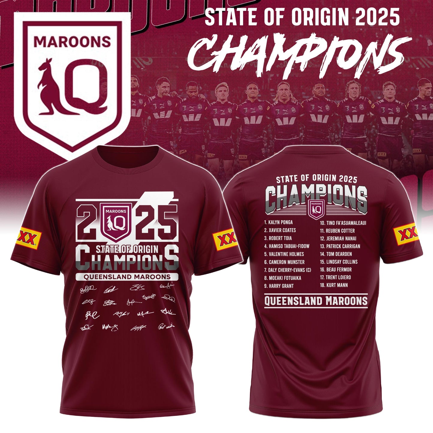 Queensland Maroons State Of Origin 2025 Champions Shirt