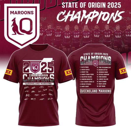 Queensland Maroons State Of Origin 2025 Champions Shirt