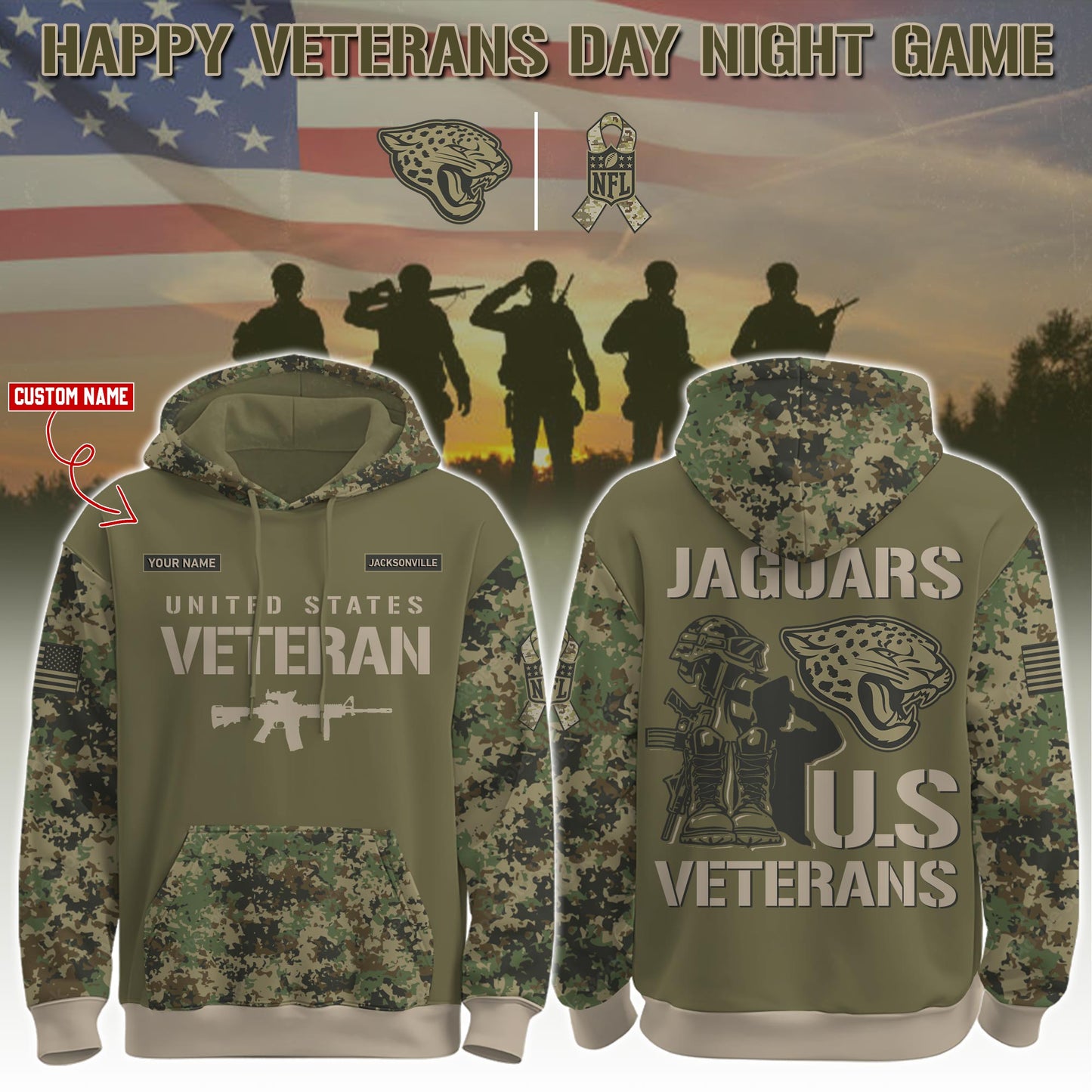 Jacksonville Jaguars - Veteran Day 2025 Hoodie Limited Edions