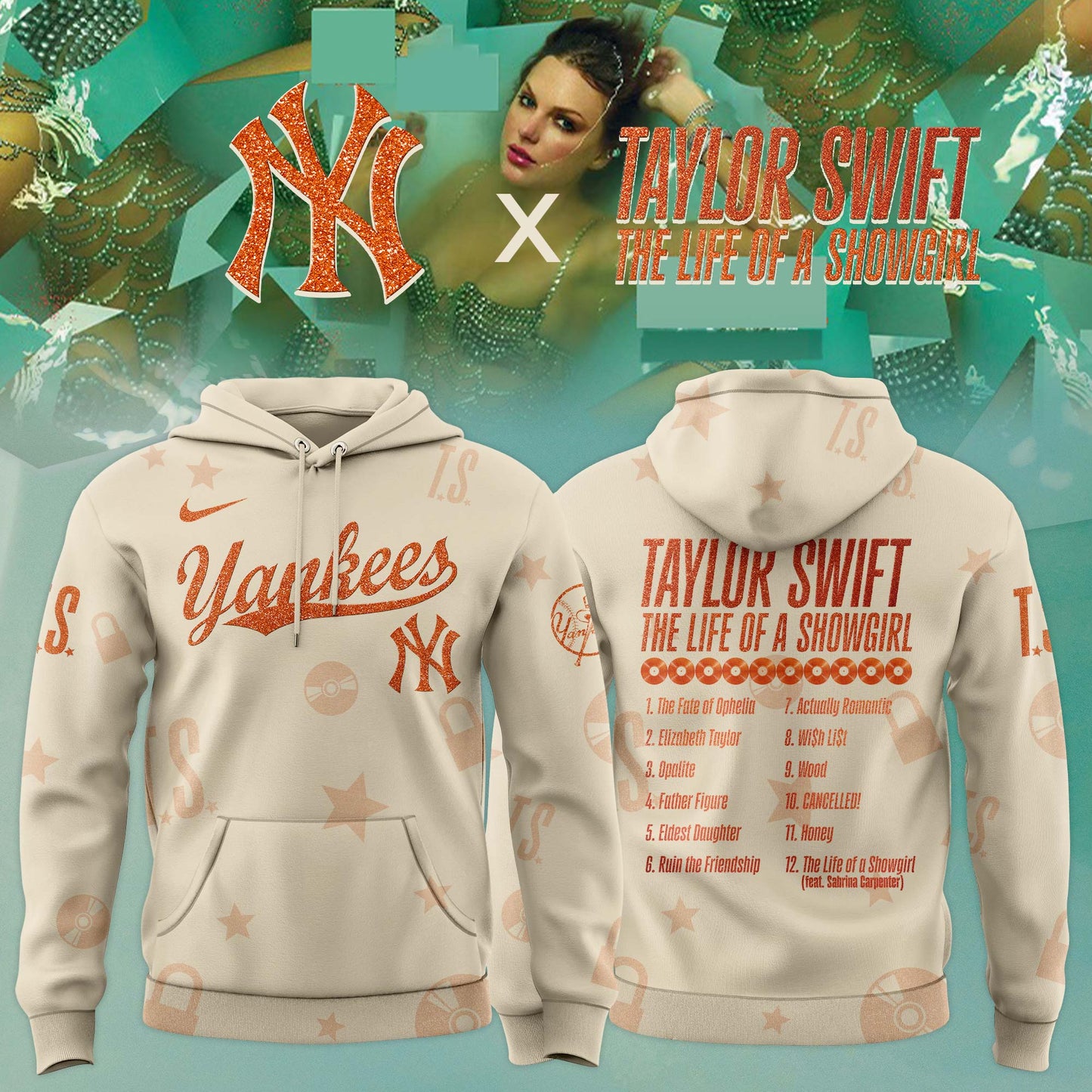 MLB x Taylor Swift “The Life of a Showgirl” 2025 Limited Editions Jersey Hoodie