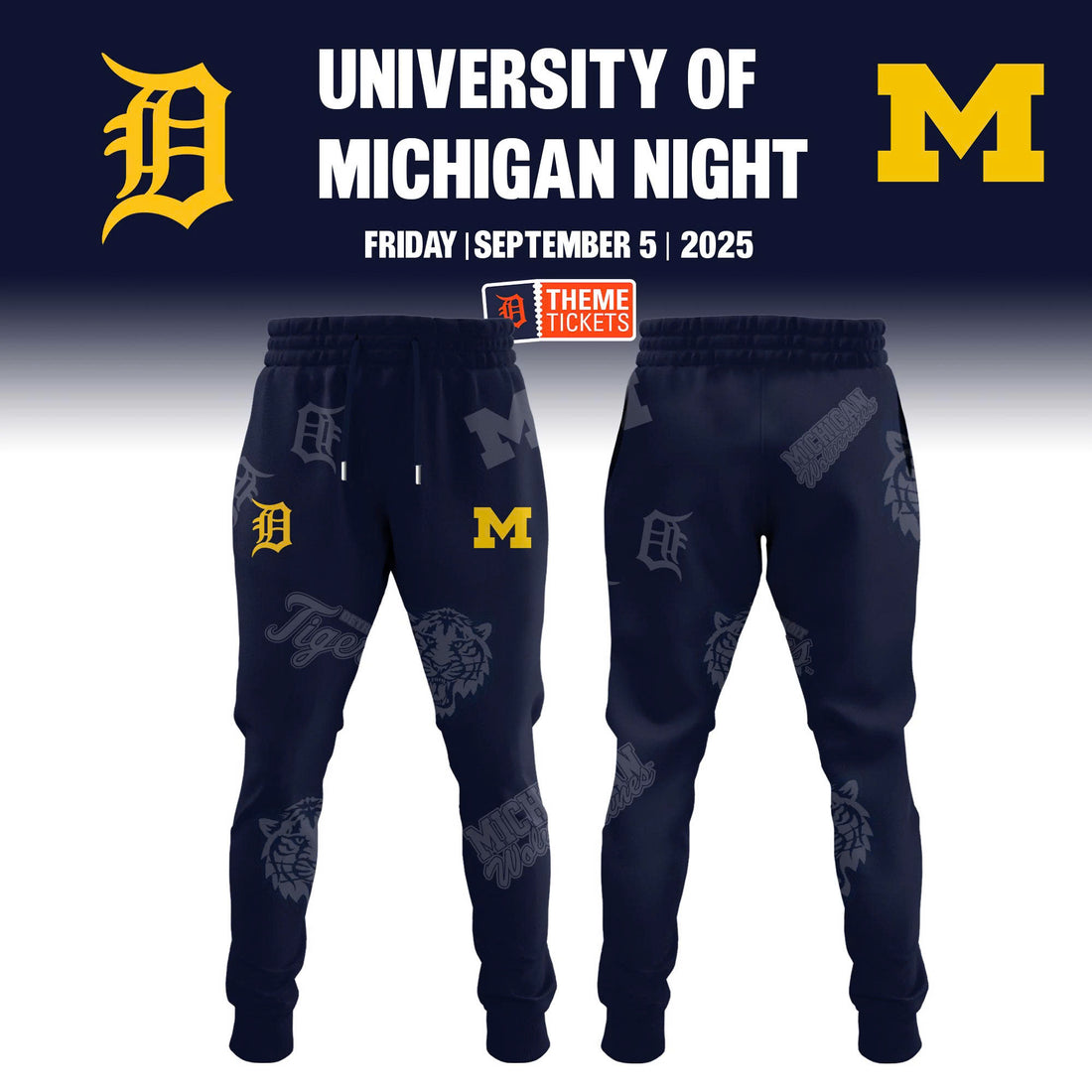 Detroit Tigers x Michigan Wolverines Night Game 2025 Limited Edition Hoodie