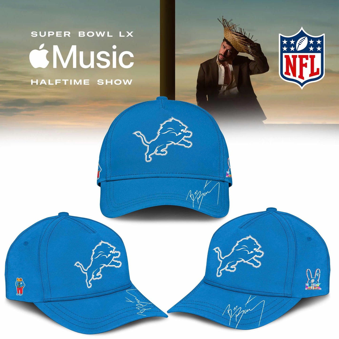 Detroit Lions Bad Bunny 2026 Super Bowl LX Customized Jersey