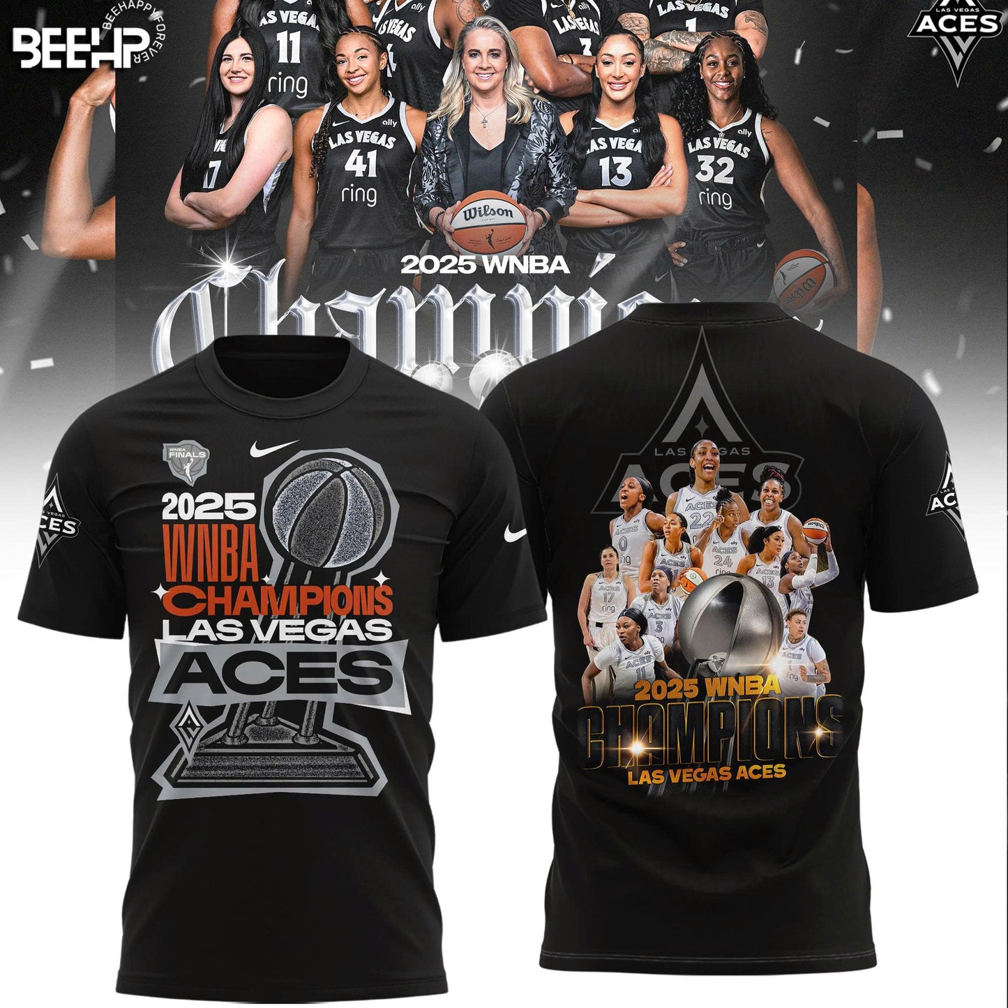Las Vegas Aces 2025 WNBA Champions Limited Edition combo T-Shirt.