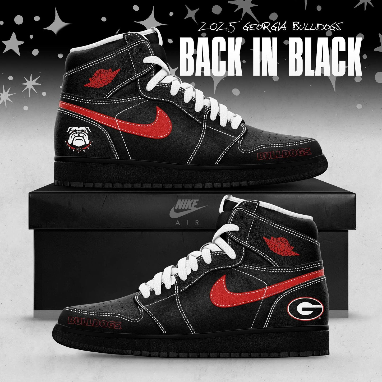 Back In Black Georgia Bulldogs Special Edition Air Jordan1 Shoes