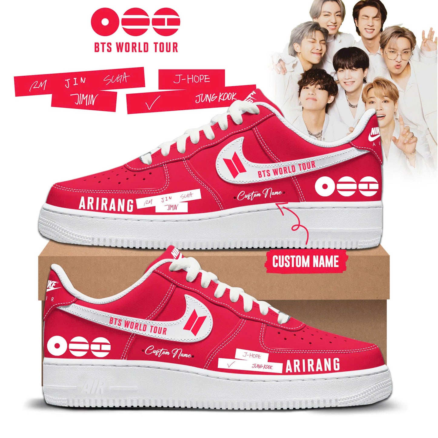 BTS World Tour 2026 AF1 Sneakers