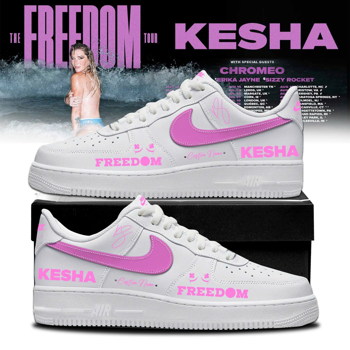 Kesha The Freedom Tour 2026 Limited Edition AF1 Sneakers