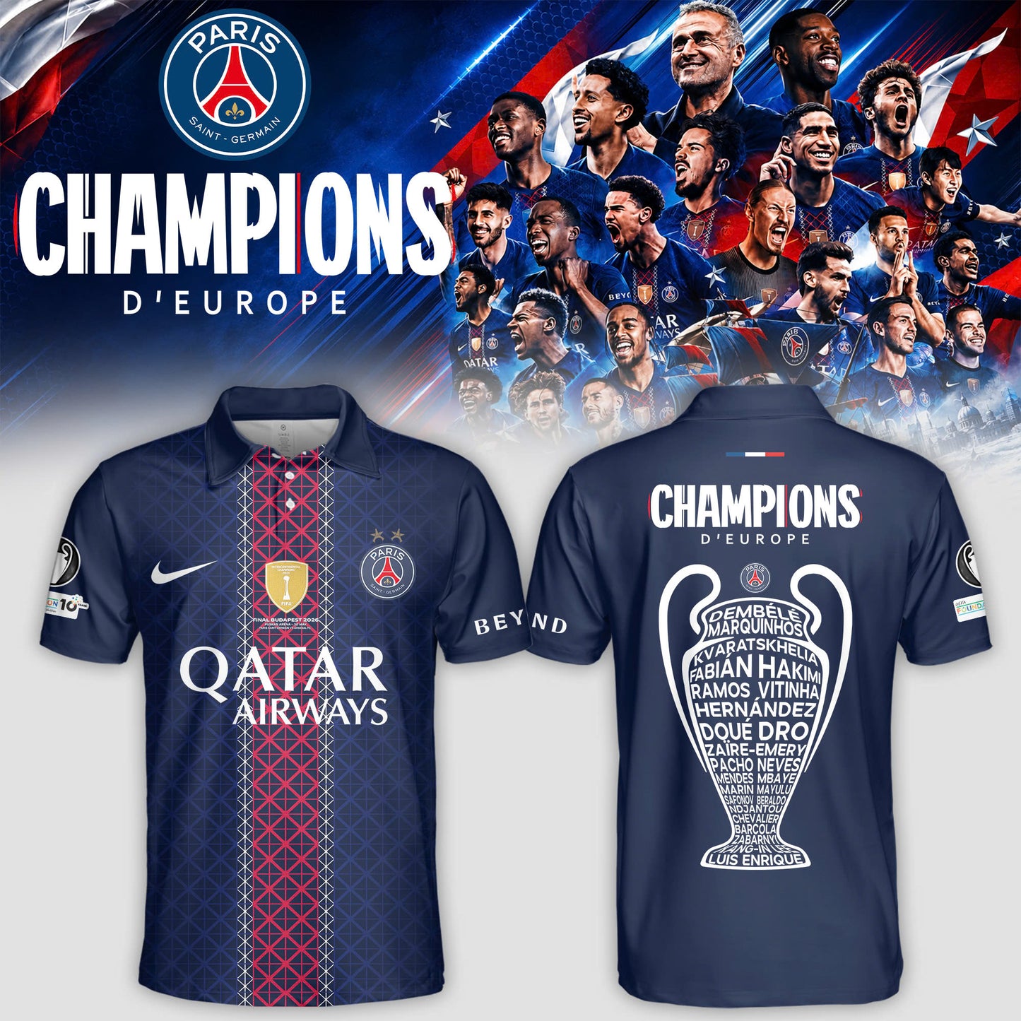 Paris Saint-Germain 2026 Champions League Winners Special Edition Polo