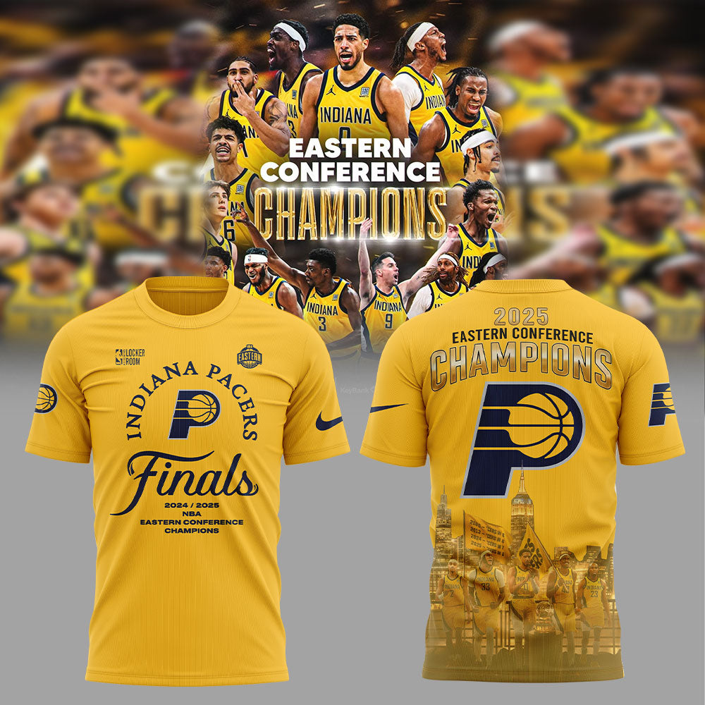 Limited Edition Indiana Pacers 2025 Eastern Conference Champions Yellow Tshirt