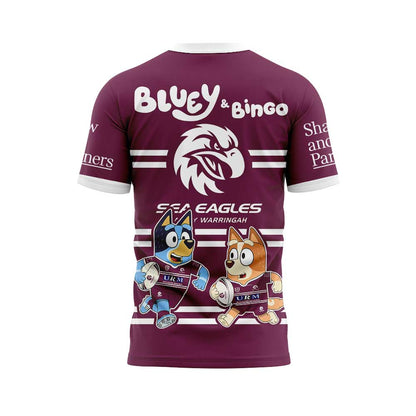 Limited Edition Manly Sea Eagles Bluey and Bingo T-Shirt