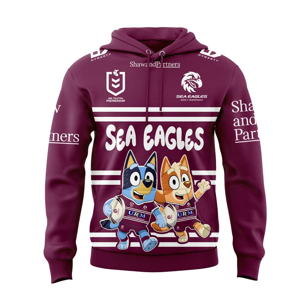 Limited Edition Manly Sea Eagles Bluey and Bingo Hoodie