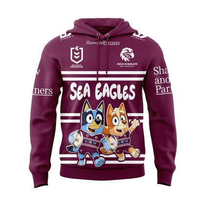 Limited Edition Manly Sea Eagles Bluey and Bingo Hoodie