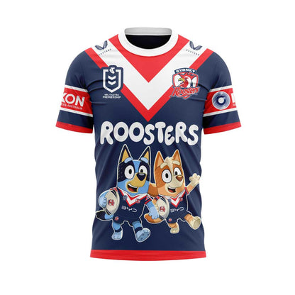 Limited Edition Sydney Roosters Bluey and Bingo T-Shirt