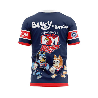 Limited Edition Sydney Roosters Bluey and Bingo T-Shirt