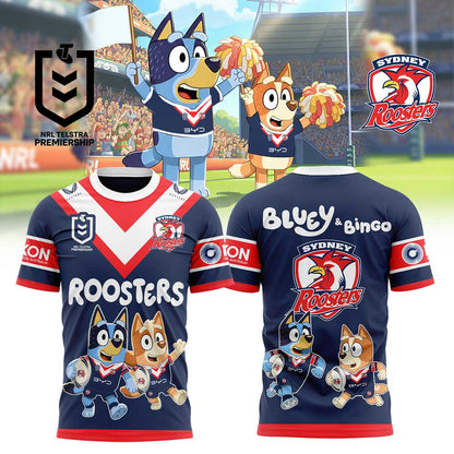Limited Edition Sydney Roosters Bluey and Bingo T-Shirt