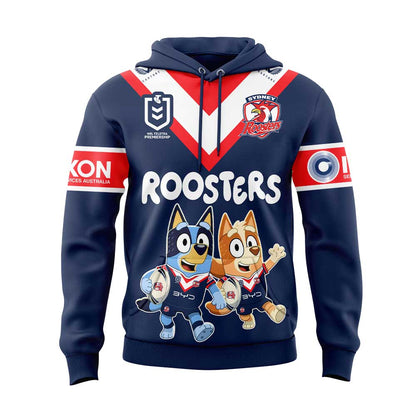 Limited Edition Sydney Roosters Bluey and Bingo Hoodie