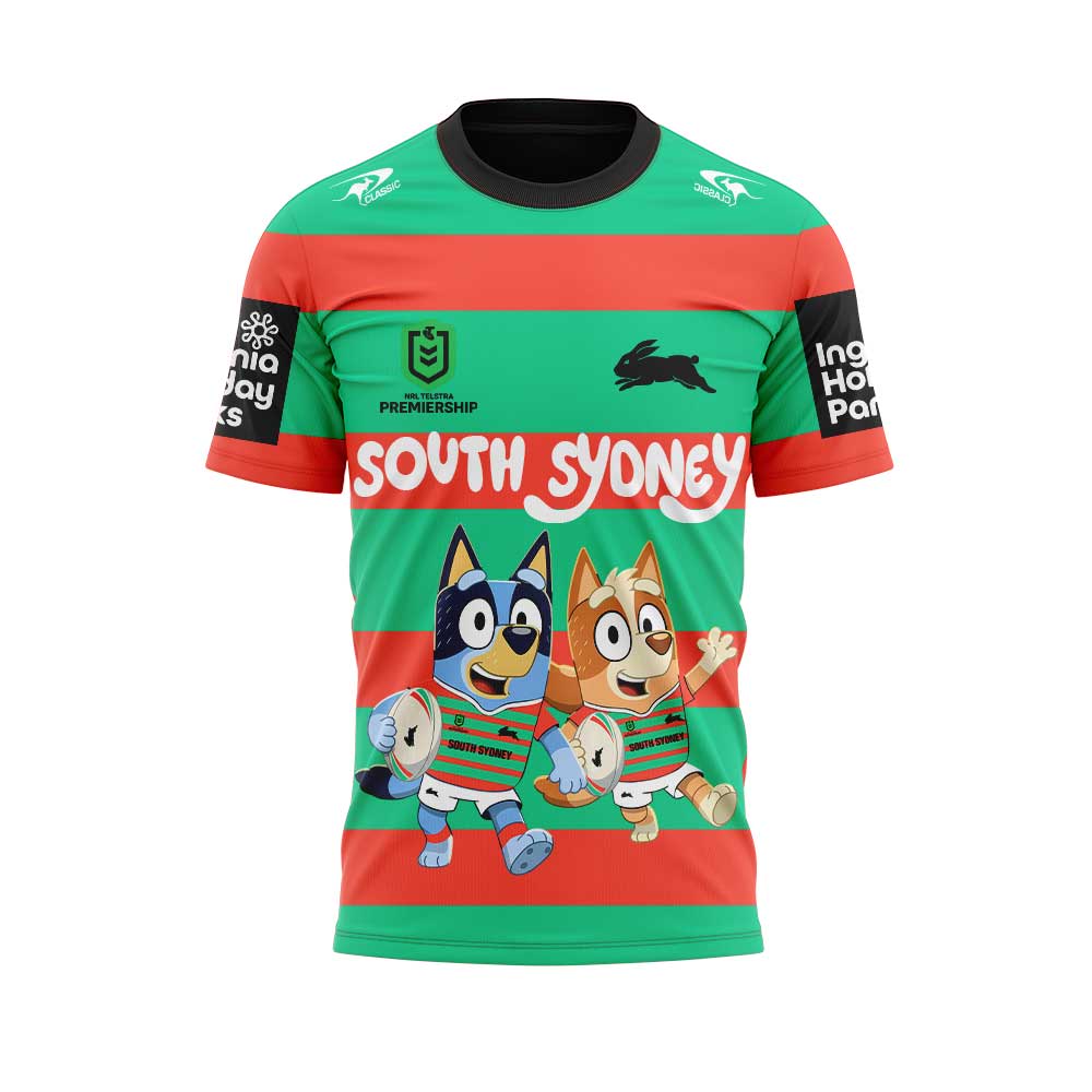 Limited Edition South Sydney Rabbitohs Bluey and Bingo T-Shirt