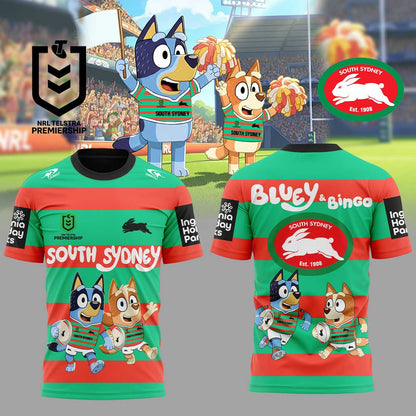 Limited Edition South Sydney Rabbitohs Bluey and Bingo T-Shirt