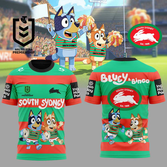 Limited Edition South Sydney Rabbitohs Bluey and Bingo T-Shirt