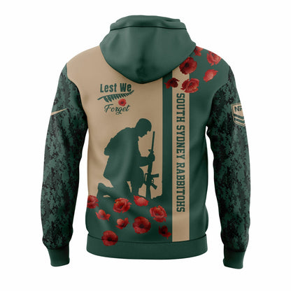 South Sydney Rabbitohs WE WILL REMEMBER, ANZAC DAY Hoodie