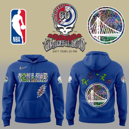 Golden State Warriors Grateful Dead 60th Anniversary Blue Hoodie