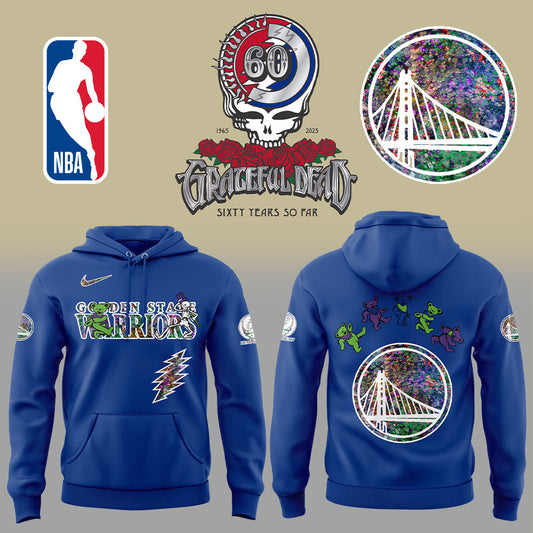 Golden State Warriors Grateful Dead 60th Anniversary Blue Hoodie