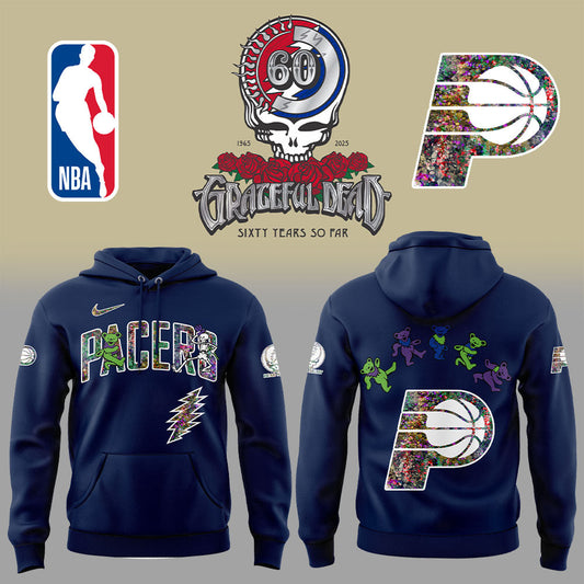Indiana Pacers Grateful Dead 60th Anniversary Blue Hoodie