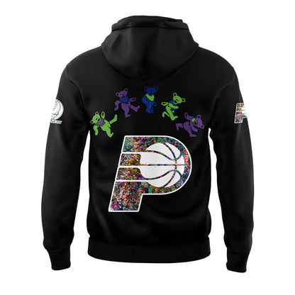 Indiana Pacers Grateful Dead 60th Anniversary Black Hoodie