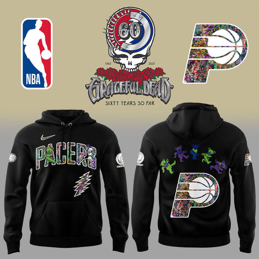 Indiana Pacers Grateful Dead 60th Anniversary Black Hoodie