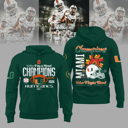 Miami Hurricanes College Football Playoff 2025 Fiesta Bowl Champions Combo Hoodie