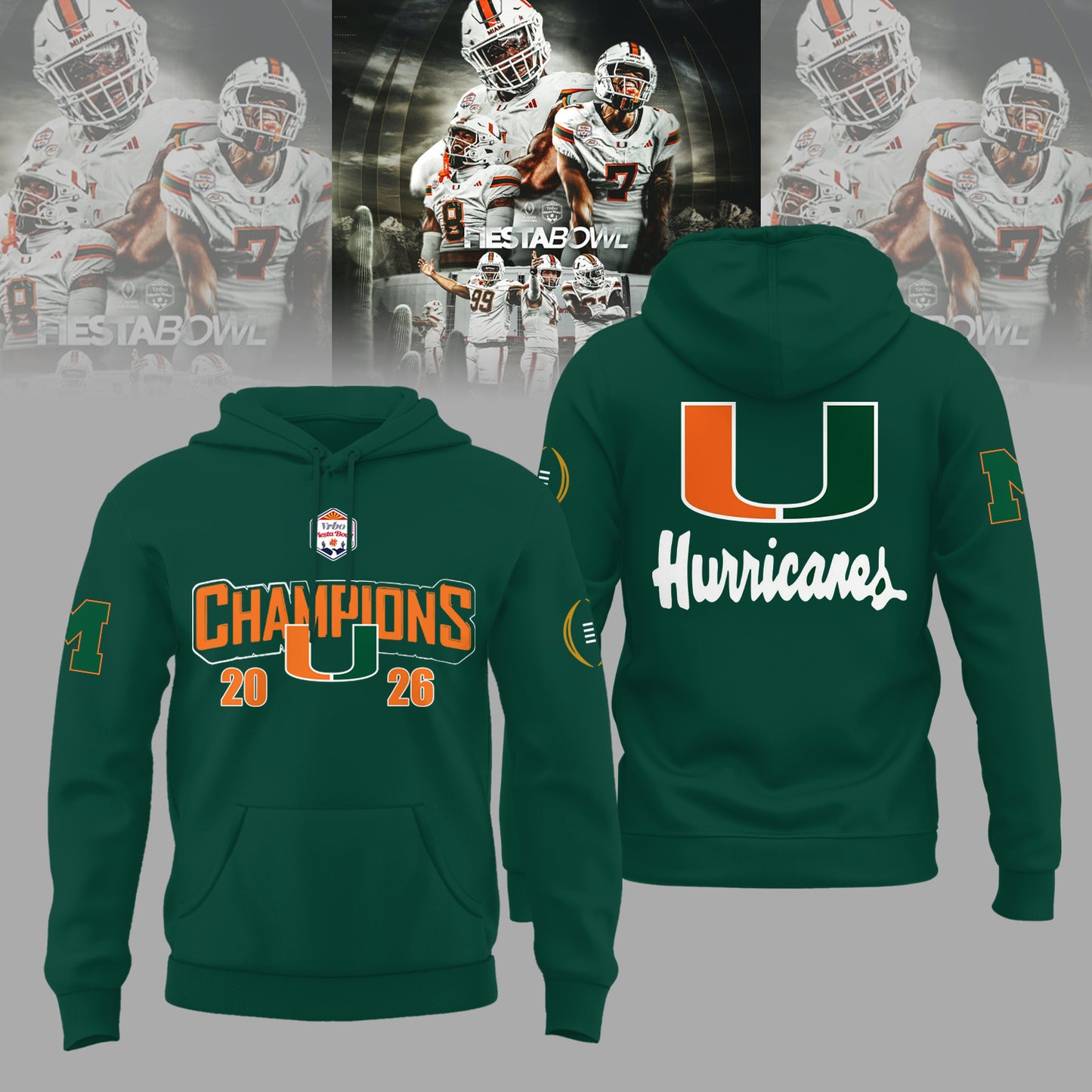 Miami Hurricanes College Football Playoff 2025 Fiesta Bowl Champions Combo Hoodie