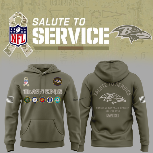 Exclusive Version Baltimore Ravens Salute to Service Hoodie 2025