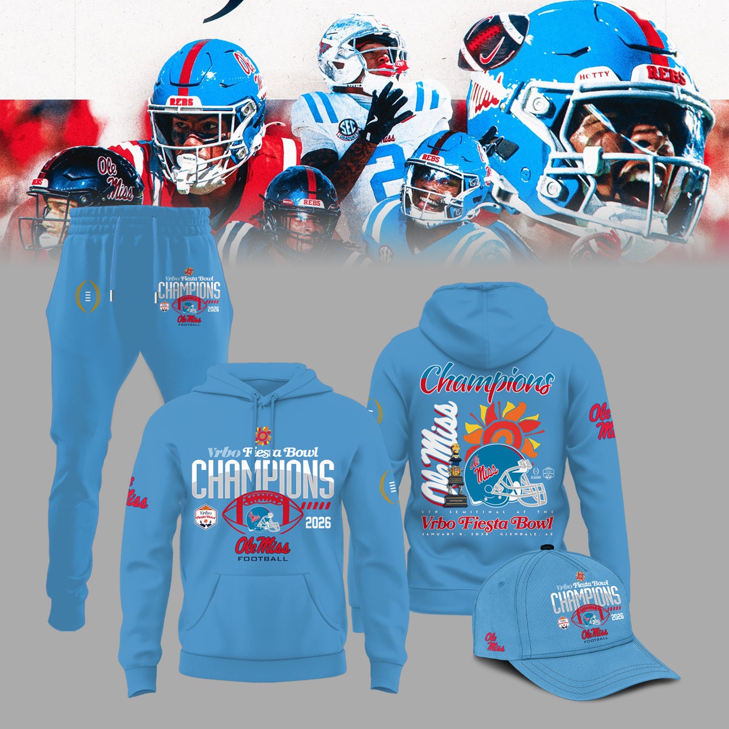 Ole Miss Rebels Special Fiesta Bowl Champions Limited Edition Combo Hoodie
