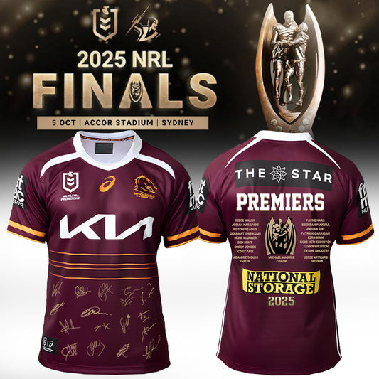 Brisbane Broncos Champions NRL 2025 Limited Edition Signed Jersey