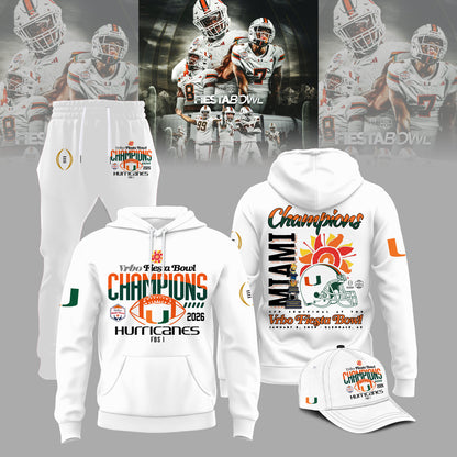 Miami Hurricanes College Football Playoff 2025 Fiesta Bowl Champions Combo Hoodie