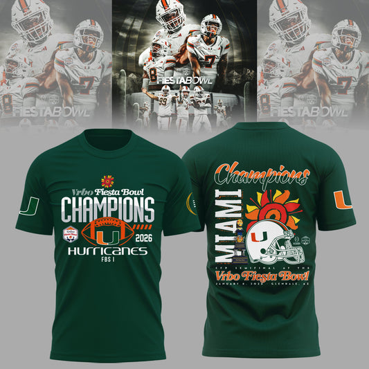 Miami Hurricanes College Football Playoff 2025 Fiesta Bowl Champions Combo T-Shirt