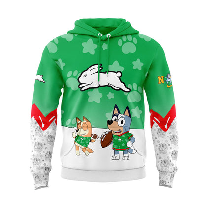 South Sydney Rabbitohs x Bluey and Bingo Hoodie