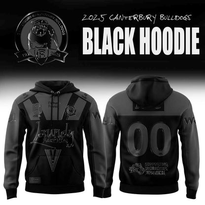 Limited Edition Canterbury Bulldogs Back In Black Hoodie Custom Number For Fans